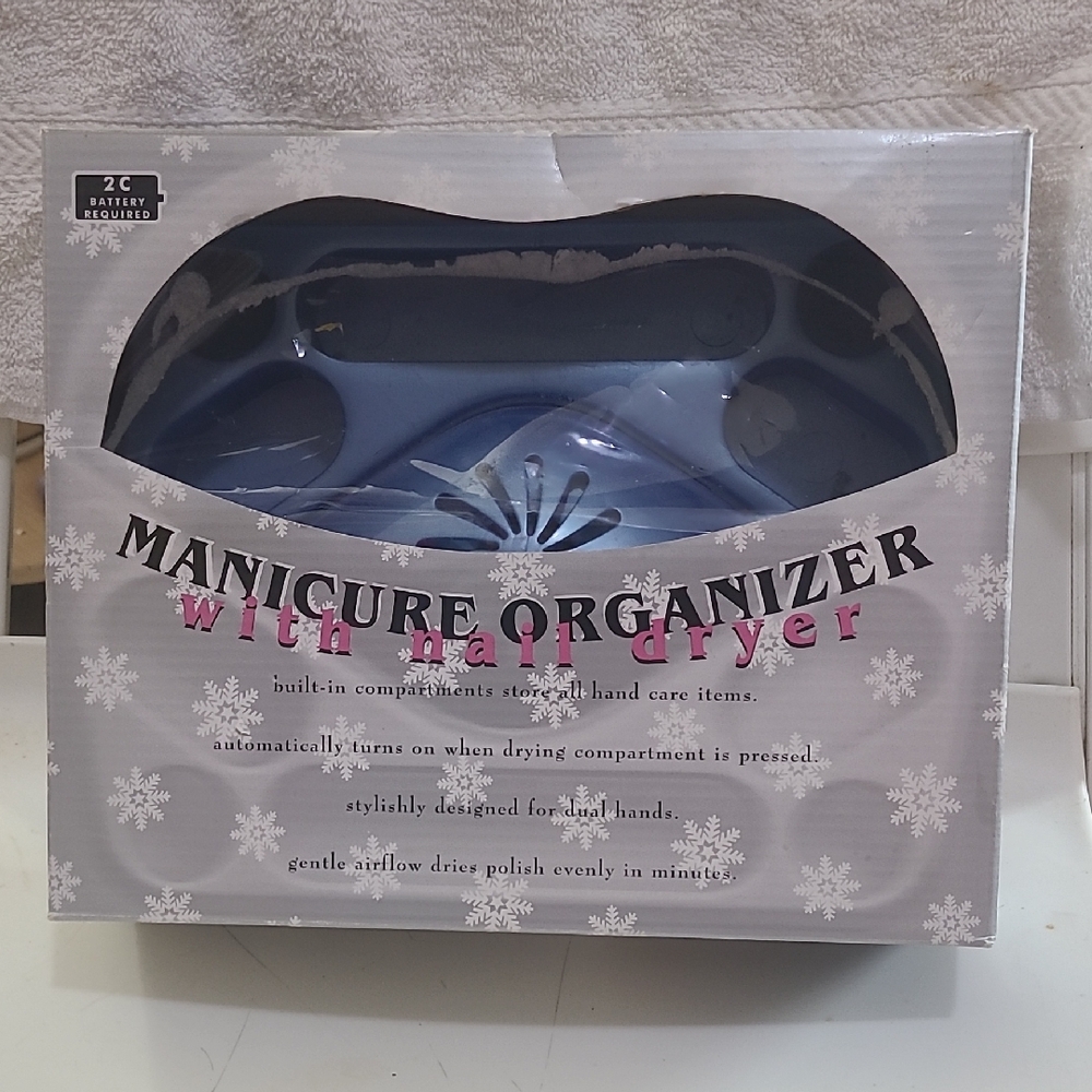 Blue Manicure Organizer with Nail Dryer